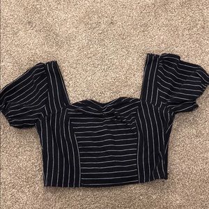 Navy & white striped crop top